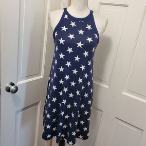 Old Navy Blue & White Stars Print Knit Summer Dress Size S, casual, fun,…
